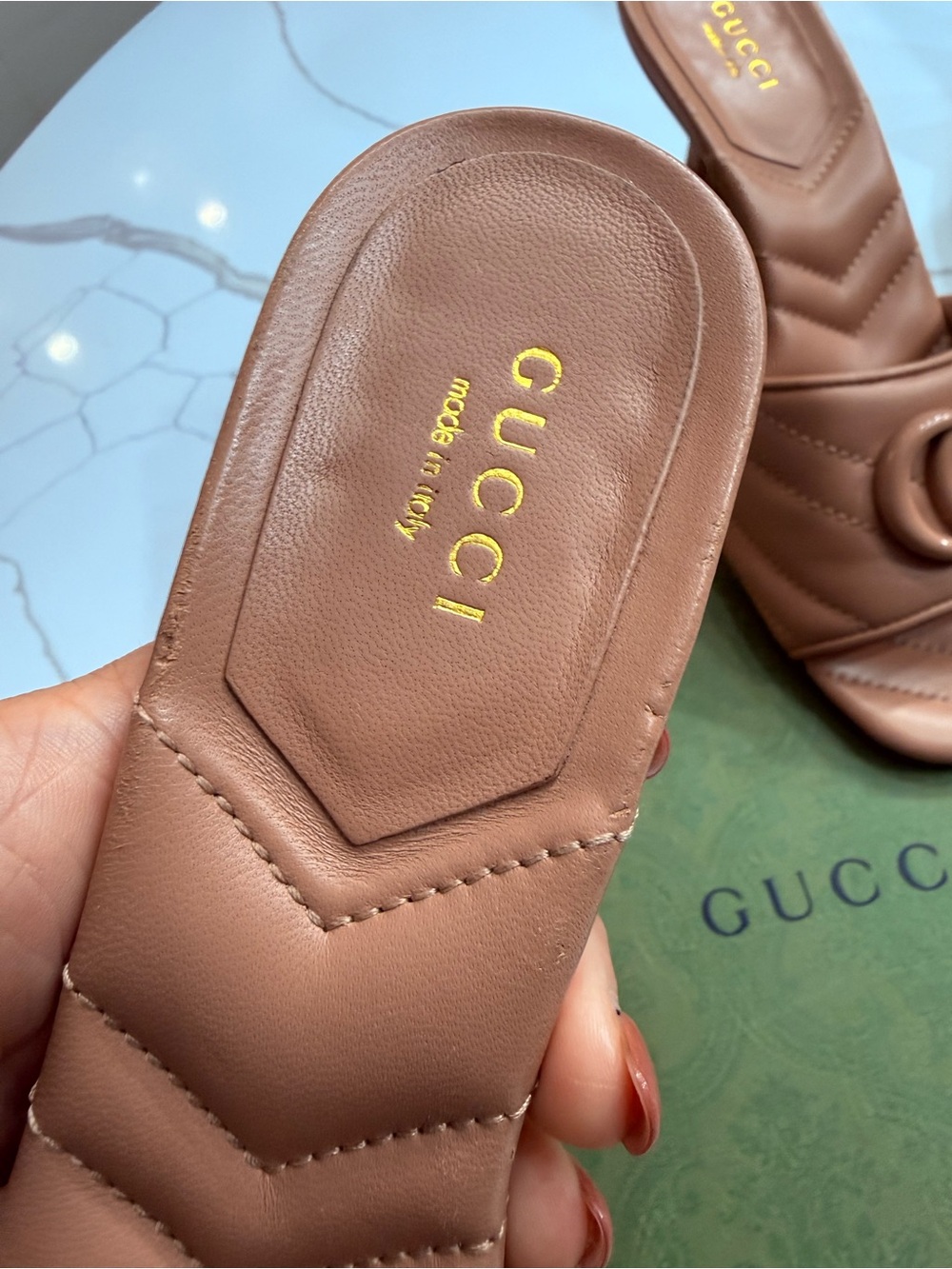 Gucci Nappa Matelassé GG Marmont Slides – Size 6 - Picture 8 of 9